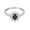 Ring Margerite aus Weißgold, Saphir: 0,45 Karat und Diamanten: 0,10 Karat