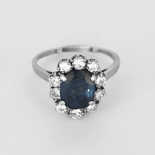 55 Bague Marguerite en or blanc, saphir et diamants 58 Facettes DV0745-1-54-3