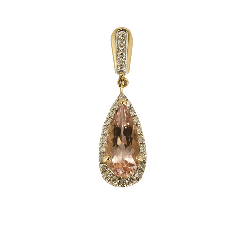 Hanger in geelgoud, morganiet en diamanten