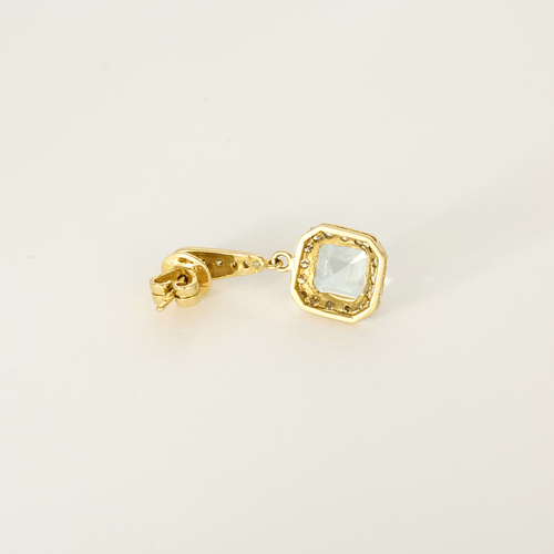Øreringe i gult guld, akvamariner, hvidguld og diamanter