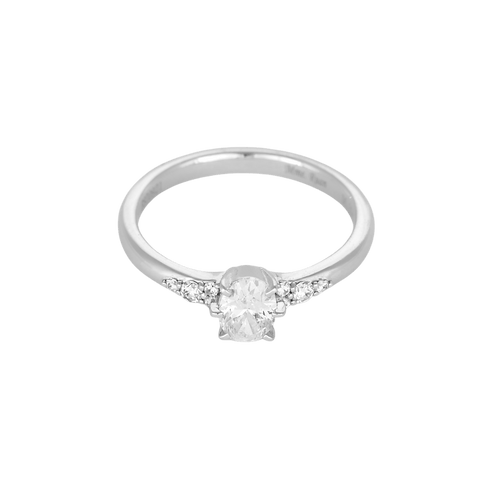 Elegante anello Solitario in oro bianco 18K con diamante