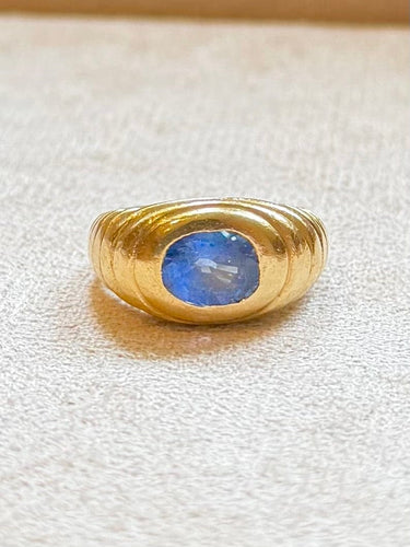Bague 46 Chevalière - Bague jonc en or jaune saphir de Ceylan 58 Facettes gym