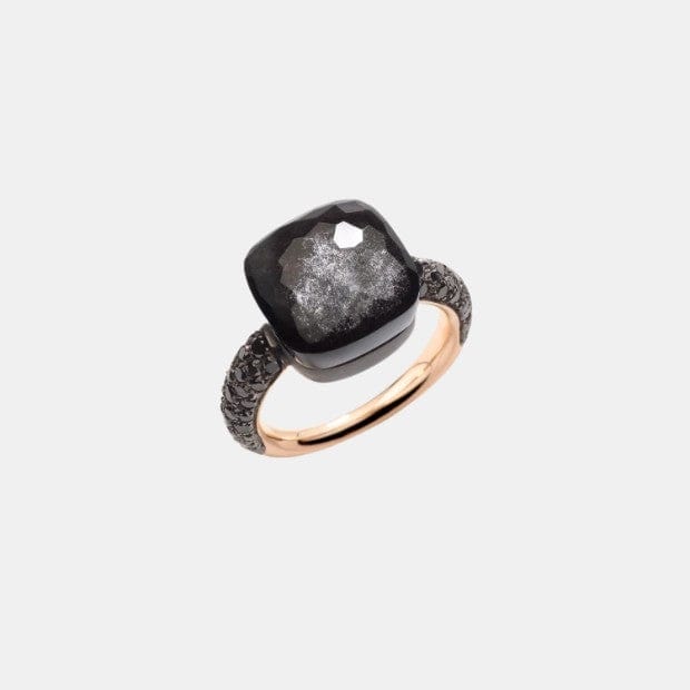 Bague Nudo Or rose Obsidienne 10ct