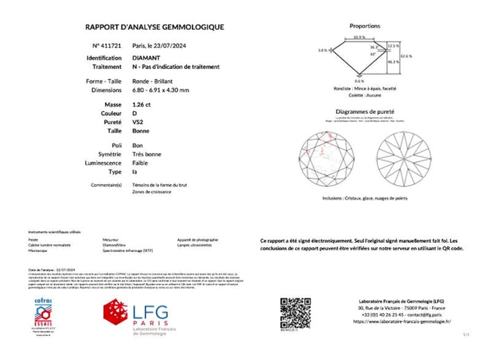 Bague 52 Bague entourage en or blanc avec diamant 1,26 ct et diamants 58 Facettes 33900