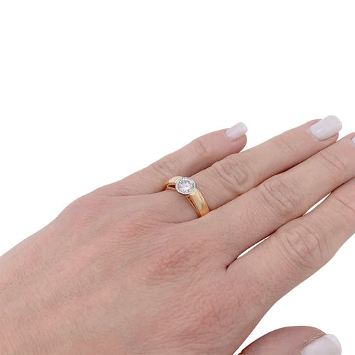 Bague 54 Bague solitaire en or jaune et platine avec diamant 58 Facettes 32407