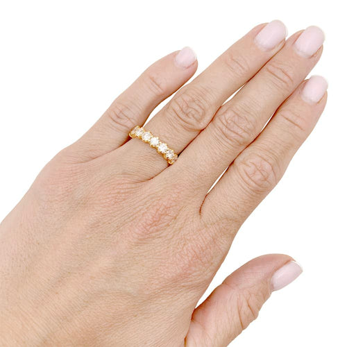 Bague 51 Alliance américaine - Bague en or jaune 750 et diamants 58 Facettes 34861