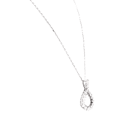 Collier Collier - Pendentif goutte en or blanc 750 et diamant taille brillant 58 Facettes 35216