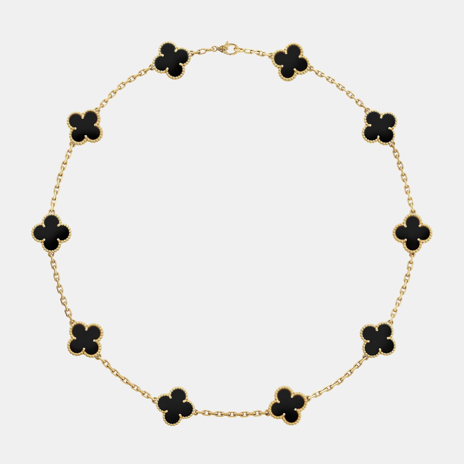 Collier Vintage Alhambra Or jaune Onyx 