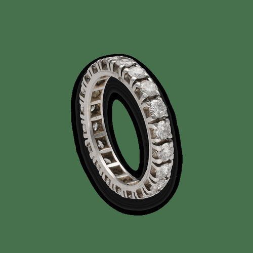 Bague 55 Alliance en or gris 18K avec 2,00 ct de diamants H-VS - Taille 55 - Sertie griffes 58 Facettes FB10651