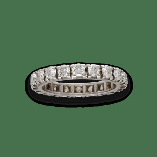 Bague 55 Alliance en or gris 18K avec 2,00 ct de diamants H-VS - Taille 55 - Sertie griffes 58 Facettes FB10651