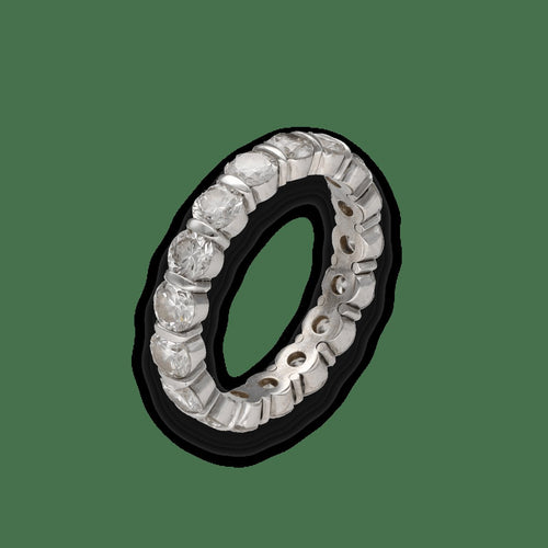 Bague 53 Alliance Or Gris 18k – 17 Diamants 2.90 cts H-VS – Sertie Bâtons – Taille 53 58 Facettes FB10846