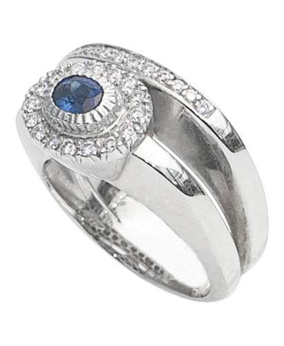 Bague 57 Alliance marguerite - Bague en or blanc 18K, saphir et diamants 58 Facettes BO220507/DOUBLEALLIANCEMARGUERITE