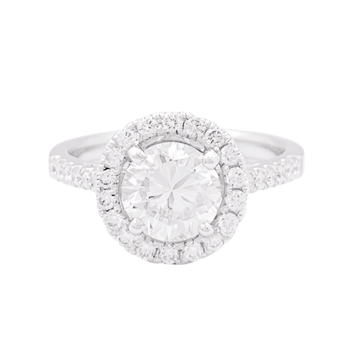 Bague 52 Bague entourage en or blanc avec diamant 1,26 ct et diamants 58 Facettes 33900