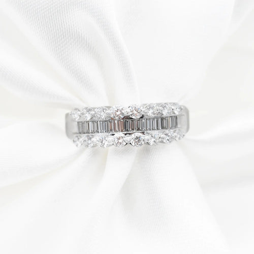 Bague Bague rivière - Alliance en or blanc 18 ct et diamants 1,30 ct 58 Facettes 17542