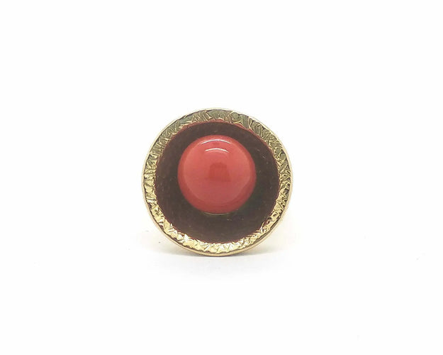 Bague Bague en or jaune 18 ct avec corail central 58 Facettes 6731