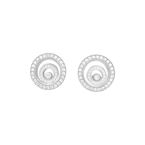 Boucles d'oreilles Chopard Happy Spirit - Boucles d’oreilles en or blanc et diamants 58 Facettes 34893