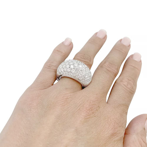 Bague 51 Bague jonc pavée de diamants en or blanc 750 58 Facettes 31229