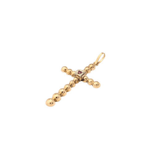 Pendentif Pendentif croix en or jaune et rubis 58 Facettes 30612