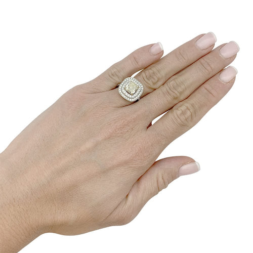 Bague 55 Bague en or blanc 750 sertie de diamants et diamant jaune 2 ct 58 Facettes 31972
