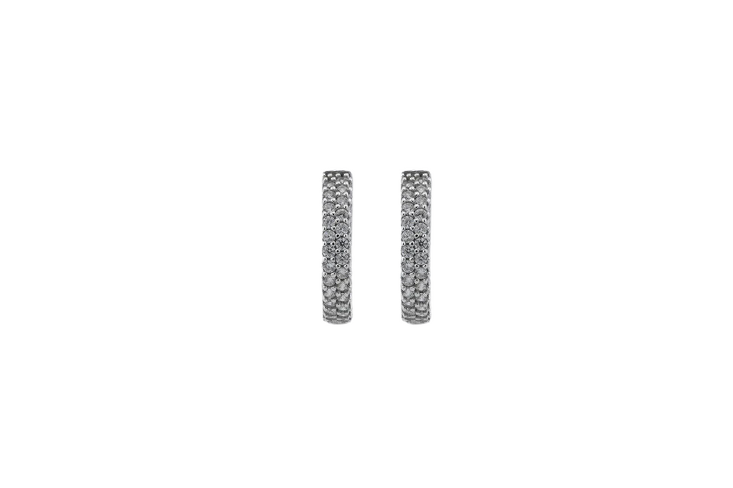 Crescent earrings in white gold with diamonds