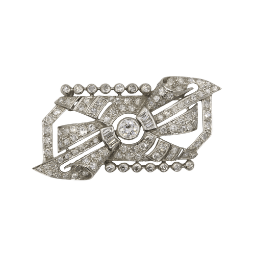 Broche Broche art-déco or platine et diamants 58 Facettes 150093R