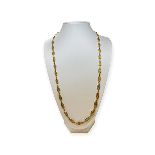 Collier Sautoir filigrané à motifs ovales en or jaune 750 58 Facettes 330093343