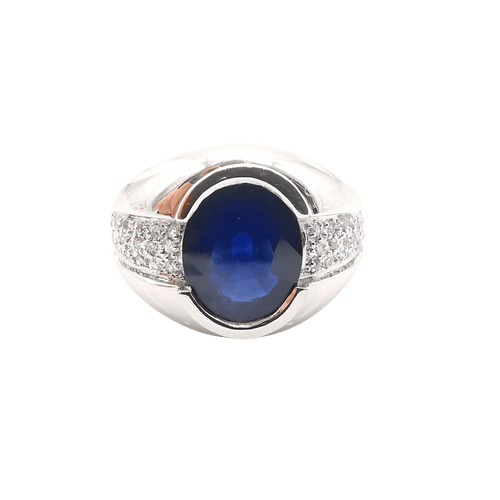 Bague 53 Bague or blanc saphir et diamants 58 Facettes