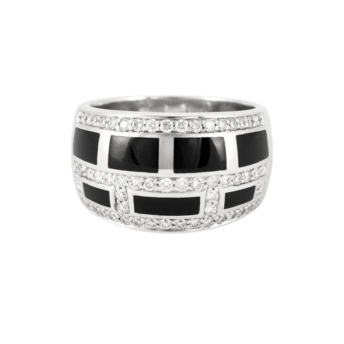 Bague 54 MAUBOUSSIN - Le vice - Bague en laque noir, or gris et diamants 58 Facettes DV9139-1-54-3