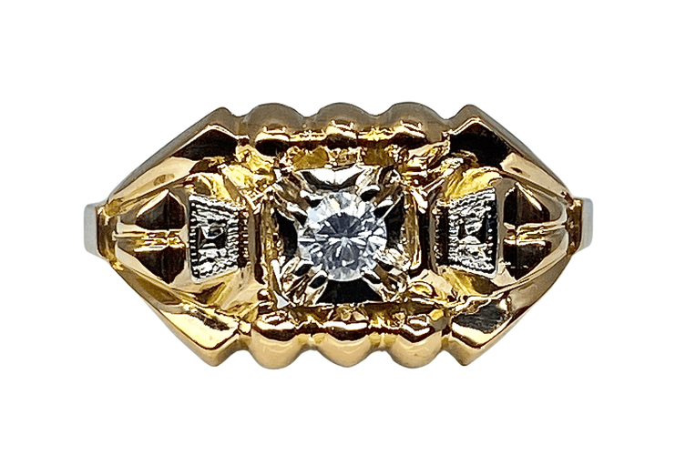 Bague 54 Bague en or jaune et diamants 58 Facettes AB311