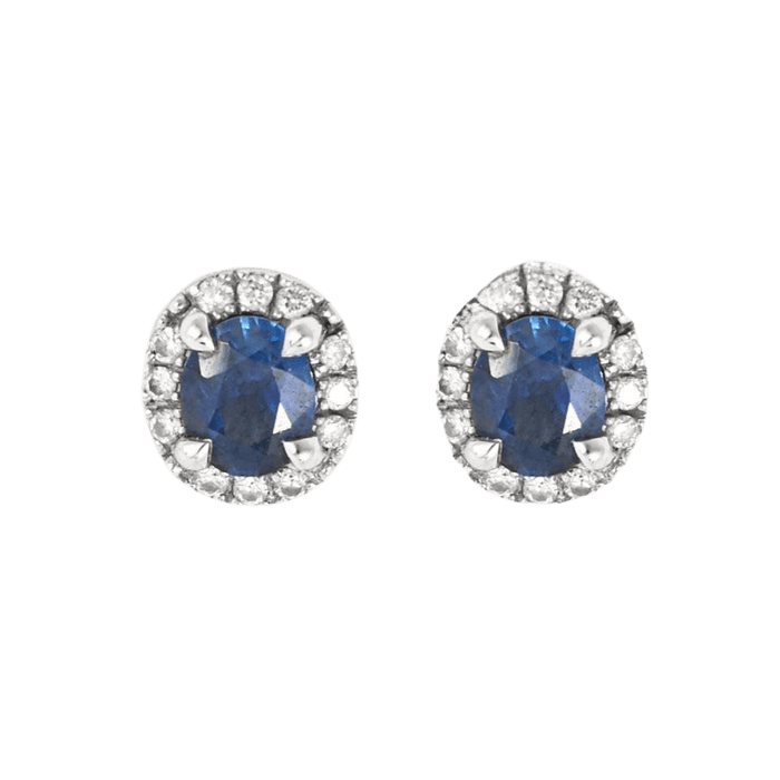 Boucles d'oreilles Puces d'oreilles en or blanc saphir et diamants 58 Facettes DV0803-4