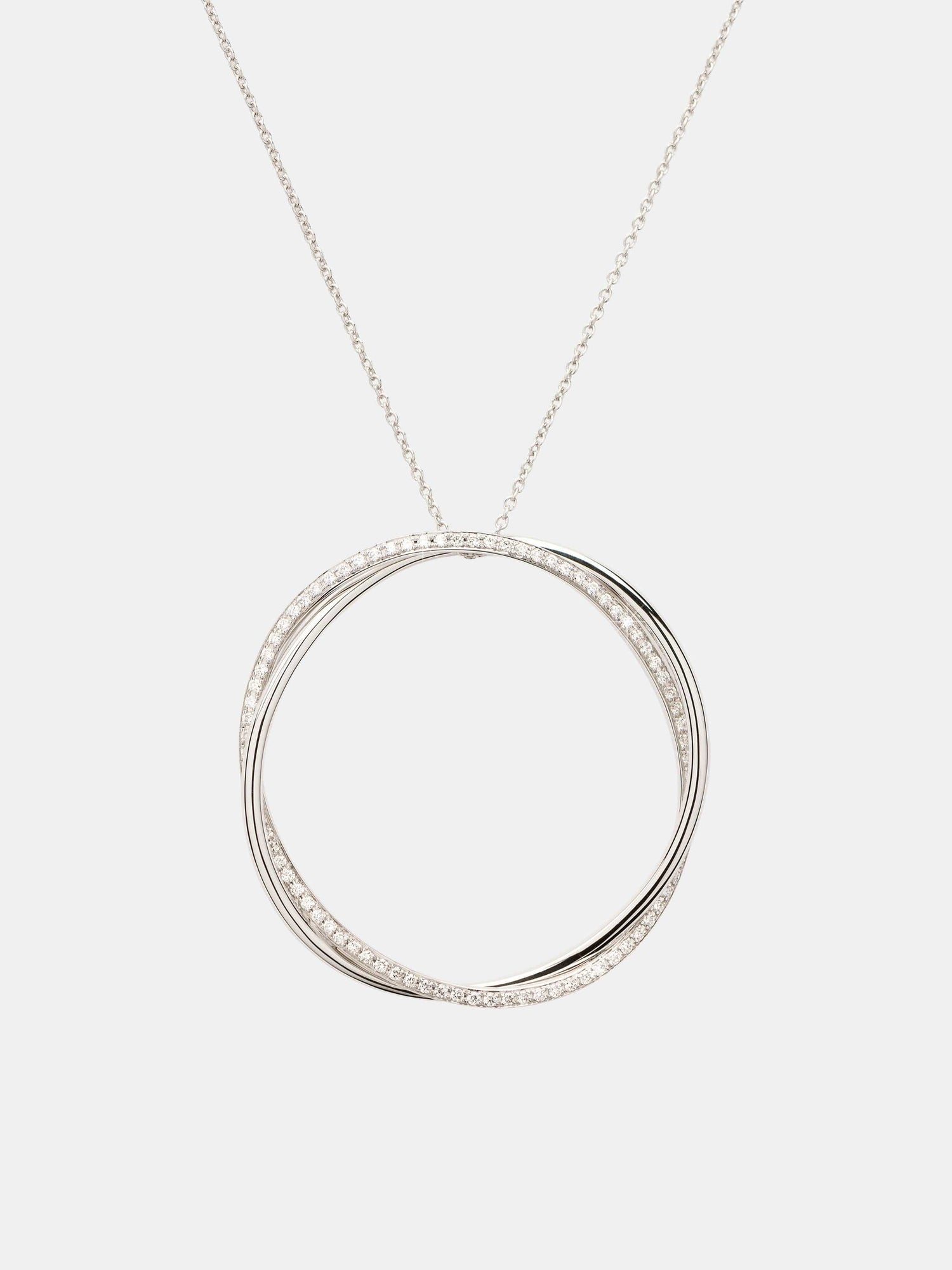 Collier Tresse Or blanc Diamant 0.3ct