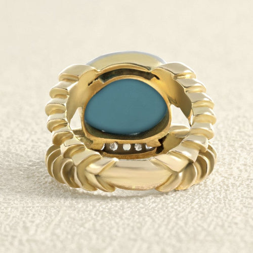 Bague 44 Bague cocktail 1950 en or jaune avec pierre bleue et diamants 58 Facettes OC-61H00027