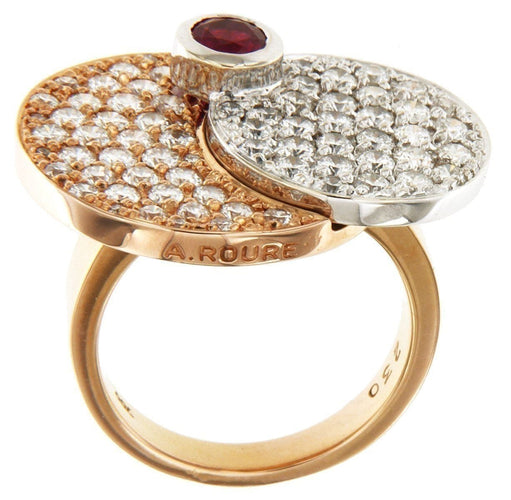 Bague 53 Bague bicolore en or rose et or blanc, rubis et diamants 58 Facettes OC-61E00496