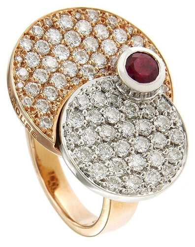 Bague 53 Bague bicolore en or rose et or blanc, rubis et diamants 58 Facettes OC-61E00496