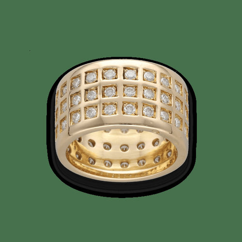 Bague 51 Bague bandeau diamants en or jaune 18k 1,50 ct H-VS 58 Facettes FB11221