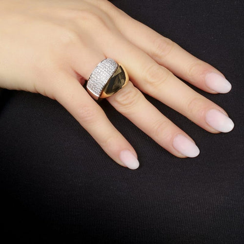 Bague 55 Bague croisée bicolore en or jaune et or gris 18K sertie de diamants 58 Facettes OC-61E00502