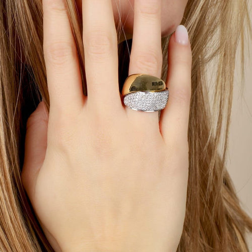 Bague 55 Bague croisée bicolore en or jaune et or gris 18K sertie de diamants 58 Facettes OC-61E00502