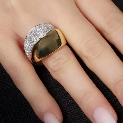 Bague 55 Bague croisée bicolore en or jaune et or gris 18K sertie de diamants 58 Facettes OC-61E00502