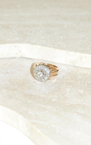 戒指 58.5 18k玫瑰金鸡尾酒靶心戒指，铂金 和钻石 2.40 克拉 58 Facettes