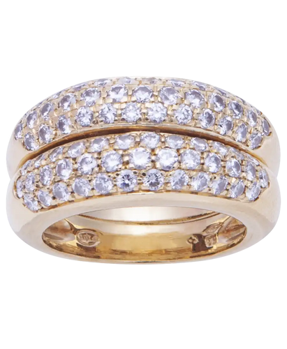 Bague 52 Jumelles - Bague pavée en or jaune 18K et diamants 58 Facettes BO210725/JUMELLES