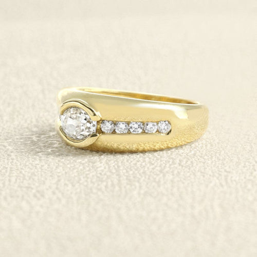 Bague 51 Bague jonc bombée en or jaune 750 et diamants 58 Facettes OC-61E00511