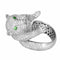 Bague 55 Bague tête de lionceau en or blanc avec diamants et émeraudes 58 Facettes 61E00474