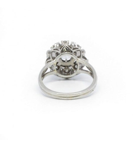 Bague 58 / Blanc/Gris / Or 750 et Platine 950 Bague Marguerite Diamants 58 Facettes 230107R