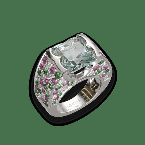 Bague 46,5 Mauboussin Cocktail - Bague en or gris 18k avec aigue-marine et pierres 58 Facettes FB11039