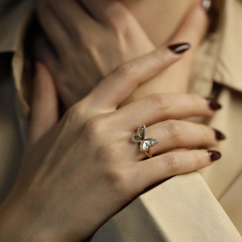 Bague 55 Messika Butterfly - Bague en or rose 18 carats et diamants 0,30 ct 58 Facettes FB10264