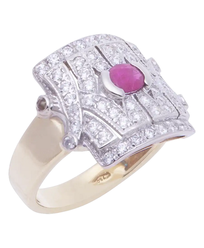 Bague 53 Notre Dame - Bague pavée Belle Époque en or 18 ct rubis et diamants 58 Facettes BO210435/NOTREDAME