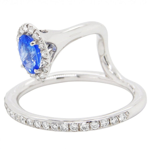 Bague 51 Bague en or blanc 18 carats avec saphir bleu et diamants 58 Facettes 61100040