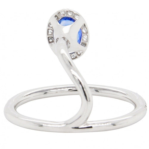 Bague 51 Bague en or blanc 18 carats avec saphir bleu et diamants 58 Facettes 61100040