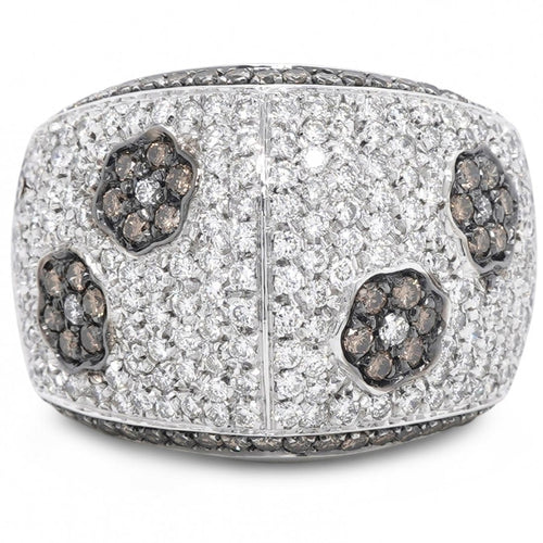 Bague 57 Bague en or gris 18 carats sertie de diamants blancs et bruns 58 Facettes 61E00366