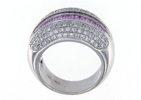 Bague 54 Bague en or gris 750 avec saphirs et diamants 58 Facettes 61100002